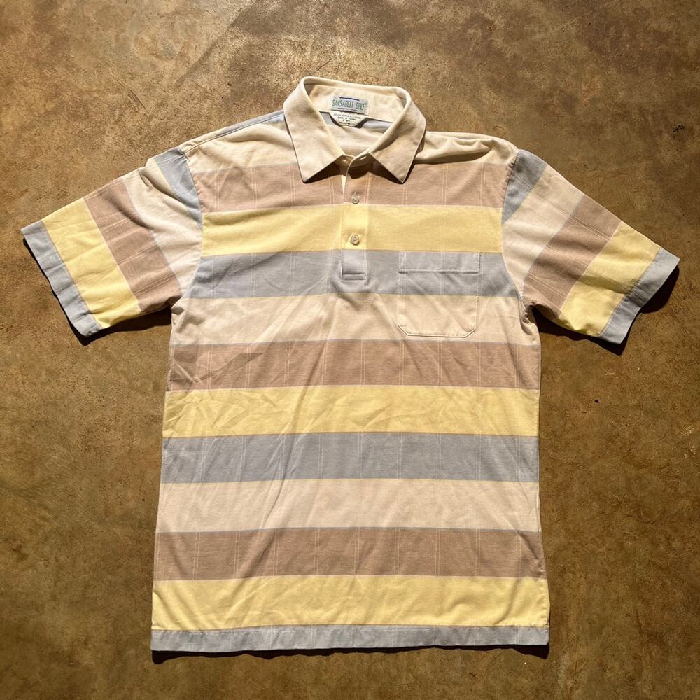 Vintage 70s Sansabelt Golf Striped Polo Shirt